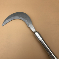 買一送一 割草小彎刀 3米5米不銹鋼伸縮桿大鐮刀 鉚釘加固水草刀
