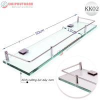 W Kệ Kính Cường Lực Nhà Tắm KZ-KK02 - Kệ gương để ly, bàn chải, mỹ phẩm, vật dụng nhà tắm,..