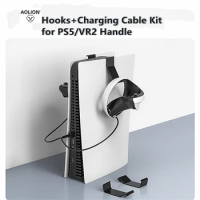 for PS5 VR2 Wall Mount Holder Bracket with Charging Cable Storage Rack Set for PS5 Playstation 5 Accessories