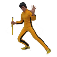 1/6 Scale Male Soldier Bruce Lee Kongfu Yellow Clothes Set Model Jumpsuit for 12in Action Figure Toy