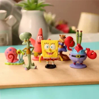 6pcs/set 5.6CM Spongebob Action Figures Cartoon Movie Mini Dolls Children Birthday Gifts Set
