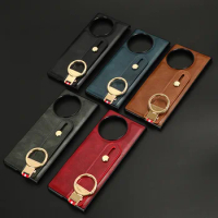 For Vivo X Fold2 Anti-Shock Business Leather Wristband Cover Case For Vivo X Fold 2 XFold2 Non-Slip Protective Case