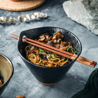 日式復古窯變陶瓷泡面碗湯碗沙拉水果碗家用創意雙耳插筷碗烤個性
