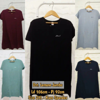Daster Kaos Jumbo Lemone Spandek Polos / Baju Tidur Wanita Dress Midi XxL