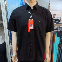 Kemeja Lengan Pendek Hitam Polos Cardinal Casual Katun EAKAR887 Nyaman Tebal Pria Baju Panjang