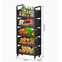 落地多層小推車置物架（特厚53CM五層【五藍】） 