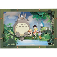 真愛日本 紙劇場 木質豪華版 在釣什麼? 龍貓totoro 小月 小梅 宮崎駿 吉卜力 PAPER THEATER 立體模型