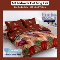 Bonita Emilia Set Bedcover Flat Sprei Ukuran 180x200x25cm Motif Terbaru Terlaris Bahan Microtex Tida