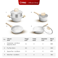 Cypruz Cookware Set Granite Diecast Panci Premium Anti Lengket 8 pcs