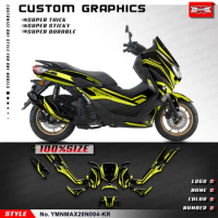 KUNGFU GRAPHICS Custom Motorcycle Stickers Decals Kit for Yamaha NMAX 125 155 NMAX125 NMAX155 2020 2021 2022 2023,Yellow Black