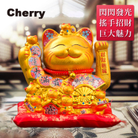 【Cherry】金運大滿貫財源廣進(高31CM 大隻搖手陶瓷招財貓)