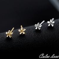 【卡樂熊】S925銀簡約迷你金銀花朵造型耳環/耳針(耳環飾品)