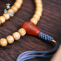天然涼山南紅佛頭三通配飾品小金剛星月菩提百香籽手串一體佛頭