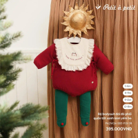 [Nous Xmas] Bộ bodysuit Nous kèm yếm màu sắc Noel cho bé từ 3-18 tháng