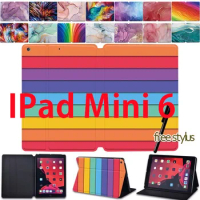 Tablet Case for IPad Mini 6 Case 2021 IPad Mini 6th Generation 8.3 Inch Watercolor Pattern Leather Stand Protective Case