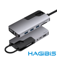 HAGiBiS 收納式Type-C 十一合一影音擴充轉接器