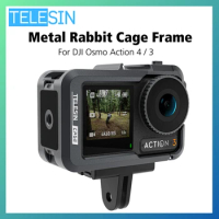 TELESIN For DJI Osmo Action 3 4 Metal Rabbit Cage Frame Quick Release Protective Mounting Case Accessory For DJI Osmo Action 4 3