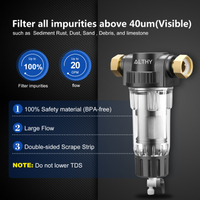 ALTHY Pre Filter Whole House หมุนลง Sediment Water Filter Central Prefilter Purifier System Backwash Stainless Steel Mesh