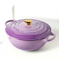 4L Capacity Chemically-free Enamel Pot Cookware, 26cm Cast Iron Fish Cake Pot, Multifunctional Soup Pot, Non-stick Pot