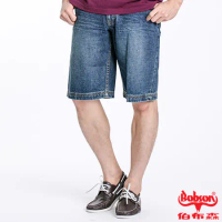 【BOBSON】男款寬版牛仔男短褲(藍131-53)