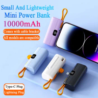 Mini Power Bank 10000mAh Built in Cable PowerBank Digital Display External Battery Portable Charger for Samsung IPhone Xiaomi