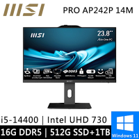 微星 PRO AP242P 14M-619TW-SP2 24型 黑(i5-14400/16G/512G+1TB/W11)特仕版