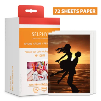 72 Sheets Photo Paper for Canon Selphy CP1300 Paper KP108IN 4*6 inch Printing Paper for Selphy CP1500 CP1200 CP910 CP900 Printer