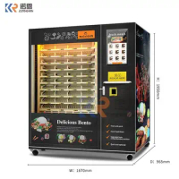 Large Size Automatic Fast Food Vending Machine Fast Food Box Lunch Vending Machine With Microwave Heating