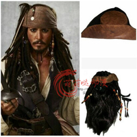 ฮาโลวีน ภาพยนตร์ Pirates of The Caribbean กัปตันแจ็คJackSparrow cosplayชายชุดเต็มของเสื้อผ้าHot