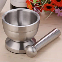 Stainless Steel Mortar and Pestle Kitchen Garlic Pugging Pot Pharmacy Bowl Spice Grinder Pepper Accessories