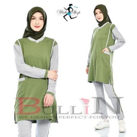 SKY - Set senam tunik wanita standar aisyah/ baju senam Aisyah | Bullin XXL ARMY-ABU