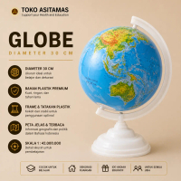 Globe Bola Dunia 30 Cm Alat Peraga Edukasi Pendidikan Pajangan Sekolah Miniatur Bola Dunia