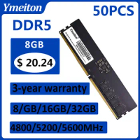 Ymeiton 50PCS memoriam ddr5 8GB 16GB 32GB 4800MHz 5600MHz U-DIMM RAM 288Pin 1.1v PC Desktop Memory Wholesales