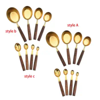 Measuring Cups and Spoons Set Kitchen Utensils Measuring Tools Golden Polished Measuring Cups for Salt Syrups Rice Oil Water