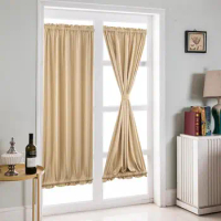 1 Panel Blackout French Door Curtain Soft Fabric Rod Pocket Door Curtain for Window Drapery Including Bonus Adjustable Tieback