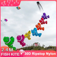 2.45m 30D Fish Kite Soft Inflatable Line Laundry Pendant Kite Ripstop Nylon with Bag for Kite Festival (Accept Wholesale)