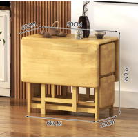 全實木可折疊長方形餐桌+(配4張凳子)套裝(原木色)(尺寸:桌子長120CM*寬80CM*高78CM/凳子長30CM*寬30CM*高42CM)