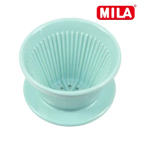 MILA 陶瓷蛋糕濾杯(咖啡濾杯)(適合1-4人)-湖水綠+Kalita 185蛋糕形濾紙-漂白50枚