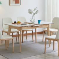 餐桌 巖板餐桌可伸縮桌椅組合實木家用小戶型客廳長桌
