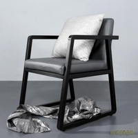 設計師辦公扶手椅 工作室極簡靠椅子 咖啡店扶手休閑餐椅wl9002 夏洛特居家名品
