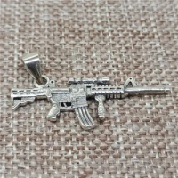 925 Sterling Silver Sniper Rifle Gun Charm 2-Sided for Bracelet Necklace