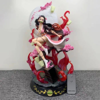 Demon Slayer: Kimetsu No Yaiba Moon Scene Gk Demon Transformation Explosive Blood Nezuko 1/6 Statue Can Be Lighted Figure Model