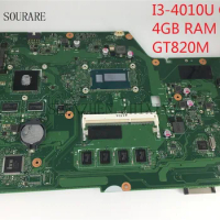 Four sourare For ASUS X751LD X751L K751L K751LN Laptop motherboard I3-4010U CPU 4GB RAM Mainboard with GT820M Graphic test good