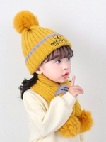 兒童帽子秋冬季毛線帽小孩圍巾一體小童男童冬天女孩女童針織寶寶