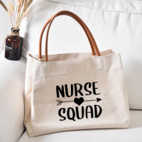 School Nurse Squad Personalized Canvas Tote Bag Printed Handbag Gift for Nurse Work Book Bag Women Lady Beach Bag Dropshipping