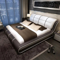 Hot Sale Soft Bed Modern Upholstered Wood Frame Leather Bed King Size Bedroom Furniture