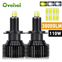 หลอดไฟหน้ารถยนต์, OVEHEL, 2 ชิ้น, H7 LED, H4, 360 8 ด้าน, H1 H11, 30000LM, 110W, H8 HB3 9005 HB4 900