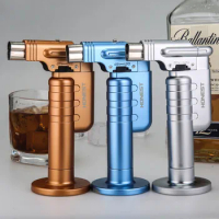 Newest Honest Butane Gas Torch Turbo Jet Double Lighter, Metal Windproof Outdoor Grill Kitchen Cigar Lighter, Men's Tools