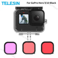 TELESIN 50M Waterproof Case For GoPro Hero 9 10 Underwater Diving Housing Cover With Lens Filter for GoPro Hero 9 10 Accessories