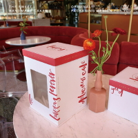 紅色生日蛋糕盒子包裝盒網紅烘焙蛋糕盒6/8/10寸雙層加高logo定制